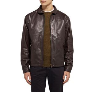 Tomas Maier Mens Retro Lamb Leather Jacket Small Brown - Made in Italy